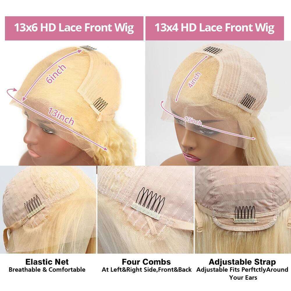 30 40 Inch 613 Honey Blonde Color 13x6 HD Frontal Curly Wigs Deep Wave 13x4 Lace Front Human Hair Wig