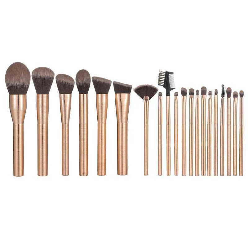 15pcs High Quality Professional Makeup Brushes Beauty Cosmetic Premium Synthetic Rose Gold Aluminum Handle Face Eye Brush setW250605