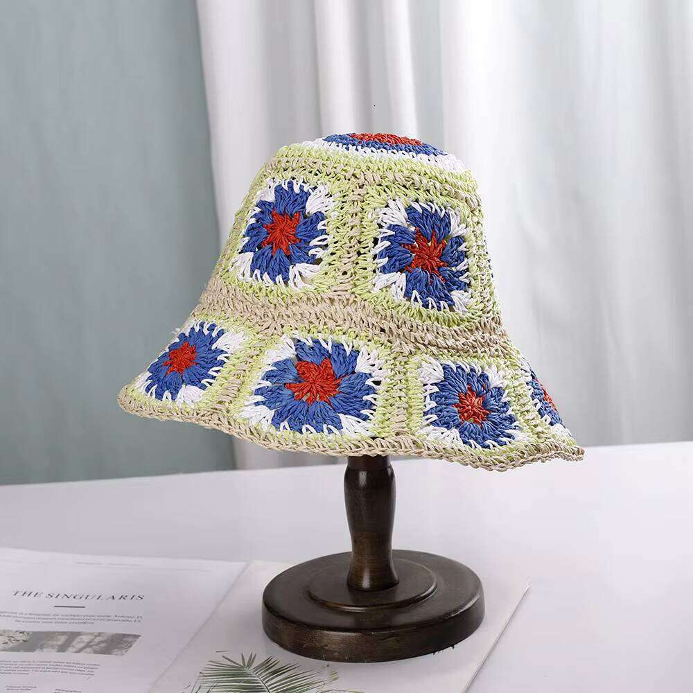 Spring and Autumn Straw Crochet Bucket Protection Beach Sun Women's Hat