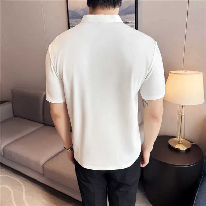 High Stretch Short Sleeved Men Polo Shirt 2025 Summer Light and Thin Soft Comfortable Cotton Solid Color Casual Slim Fit T-shirt XJ250605