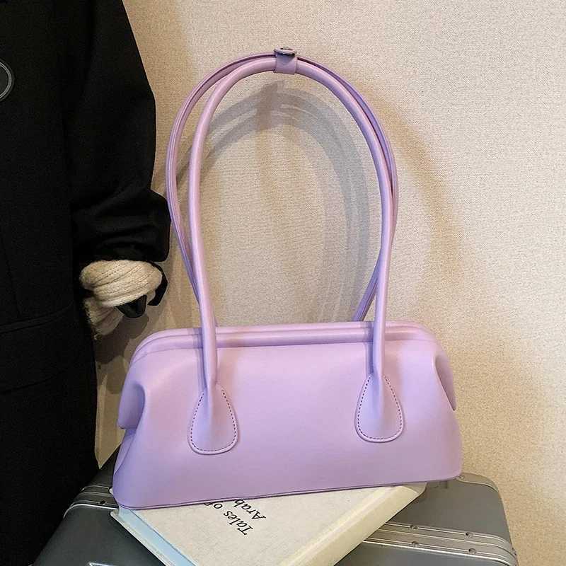 Solid Color PU Leather Underarm Bags For Women 2025 Spring Korean Fi Simple Shoulder Bag Lady Handbags And PursesXJ250605