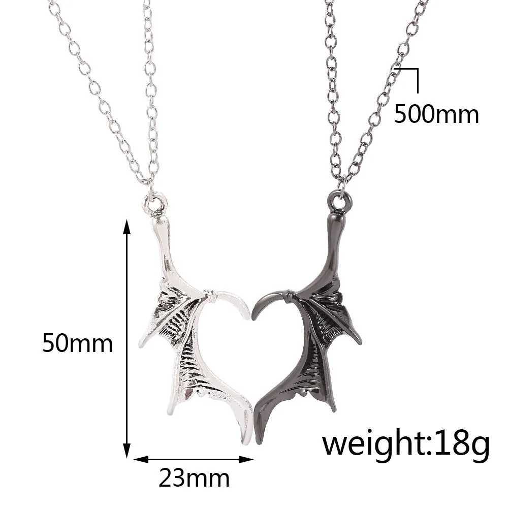 Lovers Jewelry Antique Gift Valentines Gift Darkly Wing Heart Necklace Vintage Charm Punk Angel Demon Wing Pendant Necklace XJ250604