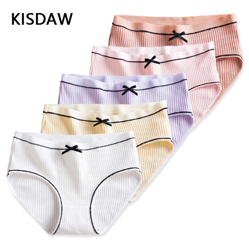 5 Pcs Adolescent Girls Cotton Underwear Ribbed 8-16 Years Girls Seamless Panties Solid Color Underpants Girls Lingerie Briefs 250604