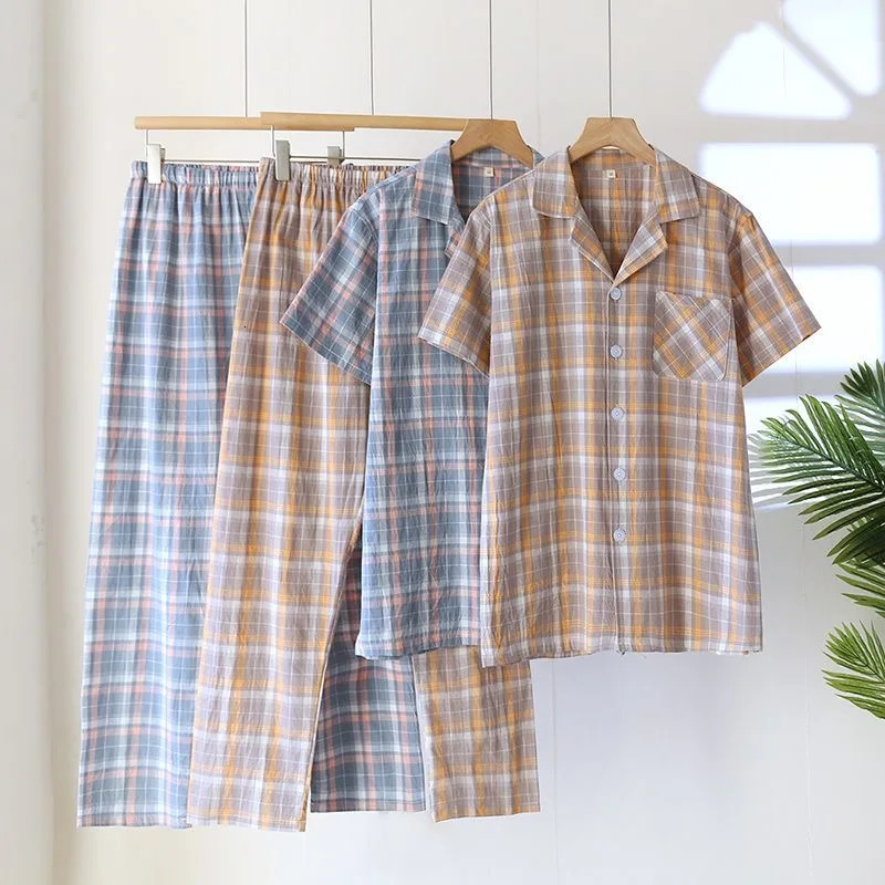 100% Cotton Women Nightwear Plaid Striped Long Sleeve Trousers Pajamas Loungewear Plus Size Two-Piece Set Sleepwear 250529