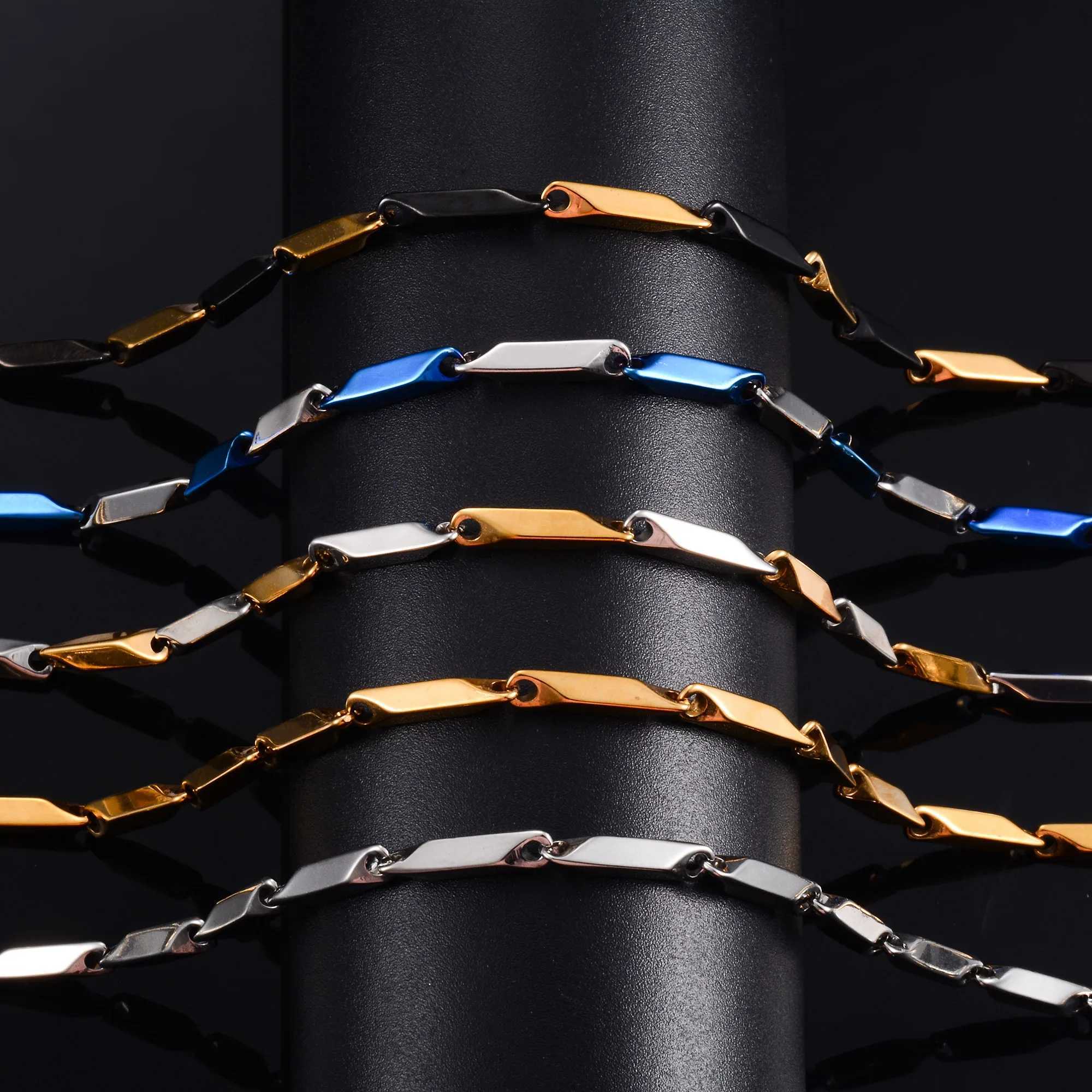 2.5mm/3mm Wide Stainless Steel Bar Link Bamboo Necklace Neck Chain for Women Mens Choker Rock Fashion Metal Jewelry Accessories XJ250604