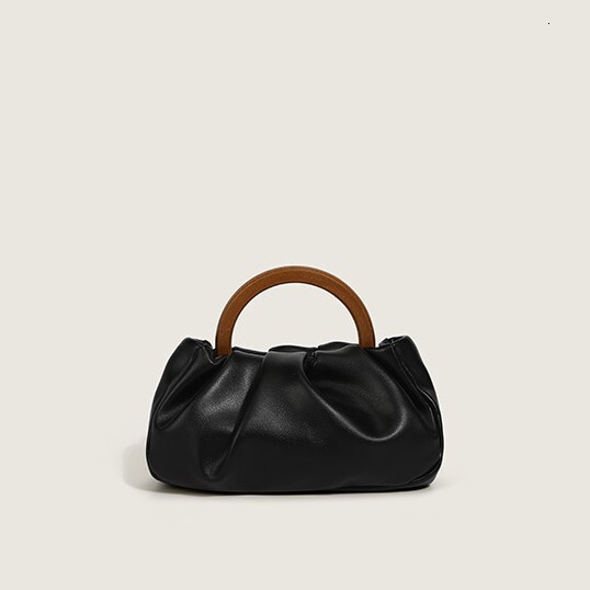 Women's new niche design fashionable wooden handle pleated cloud handbag designer large capacity women's crossbody bag