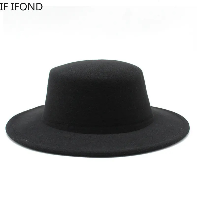 Autumn Winter Kids Felted Fedoras Hats for Boys Girls Solid Woolen Flat top Jazz Caps Childs Formal Dress Hats 250605