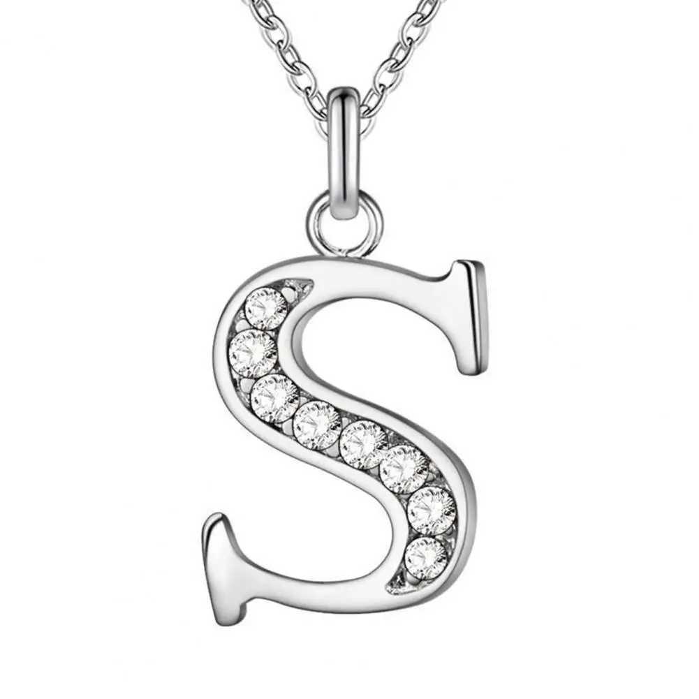 Men Women Initial Necklace 26 Letters Rhinestones Unisex Neck Chain Exquisite Electroplated Shiny Necklace Jewelry Accessories XJ250604