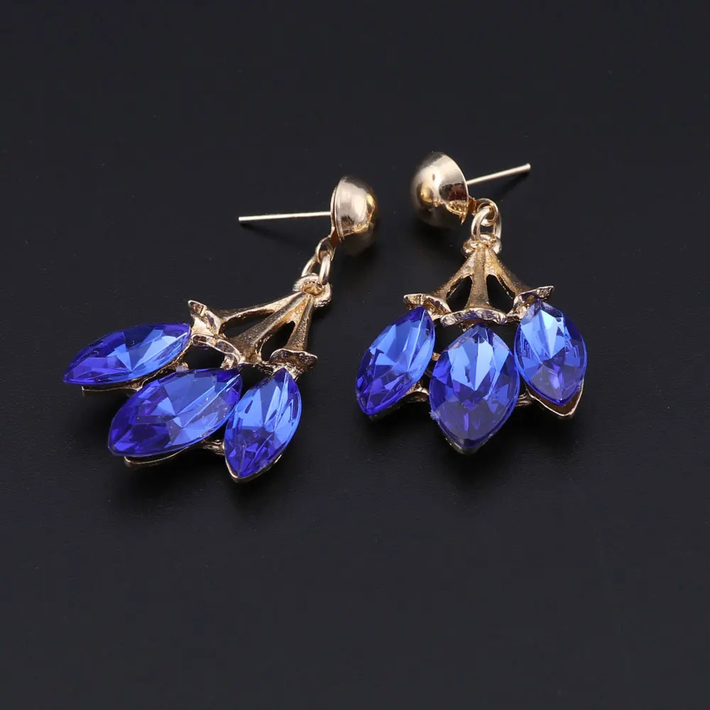 CYNTHIA Fashion Blue Crystal Necklace Earrings Set Bridal Jewelry Sets for Brides Wedding Party Costume Jewellery Set 250530