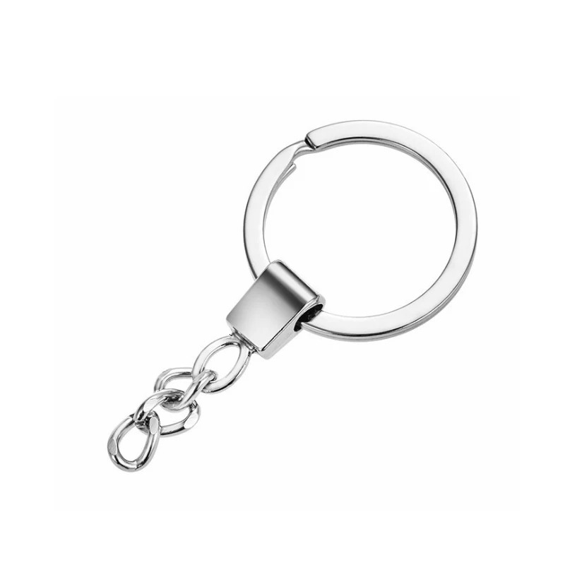 10pcs/lot Polished Silver Color 30mm Keyring Keychain Split Ring With Short Chain Key Ring Men DIY Key Chains Accessorie 250605