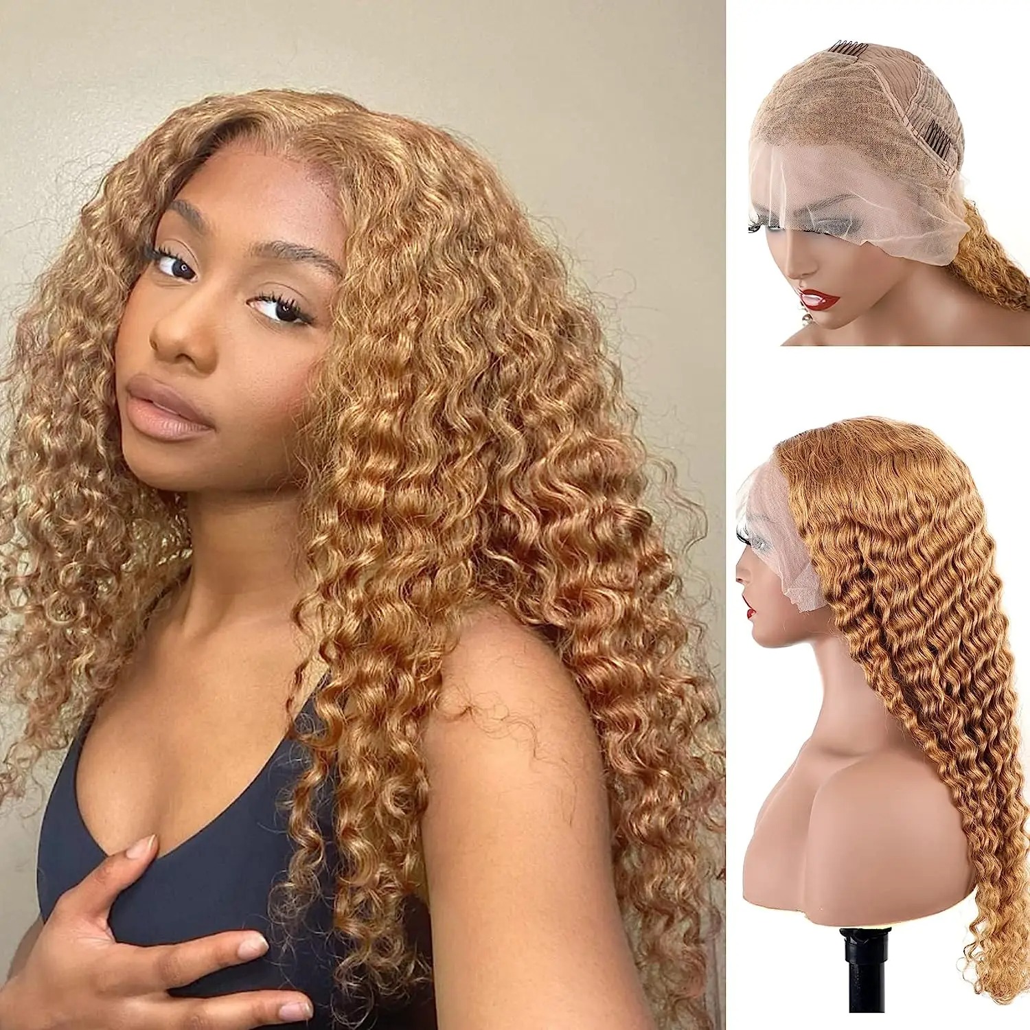 200 Density Honey Blonde Lace Front Wig 30 Inch Deep Wave Frontal Wig Curly Wig 13x4 13x6 Colored Human Hair Wigs Synthetic