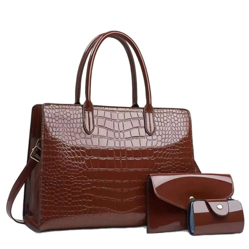 Versatile Ladies' PU Leather Accessory Pack: Tote, Shoulders Bag + Chic Compact Wallet Combo