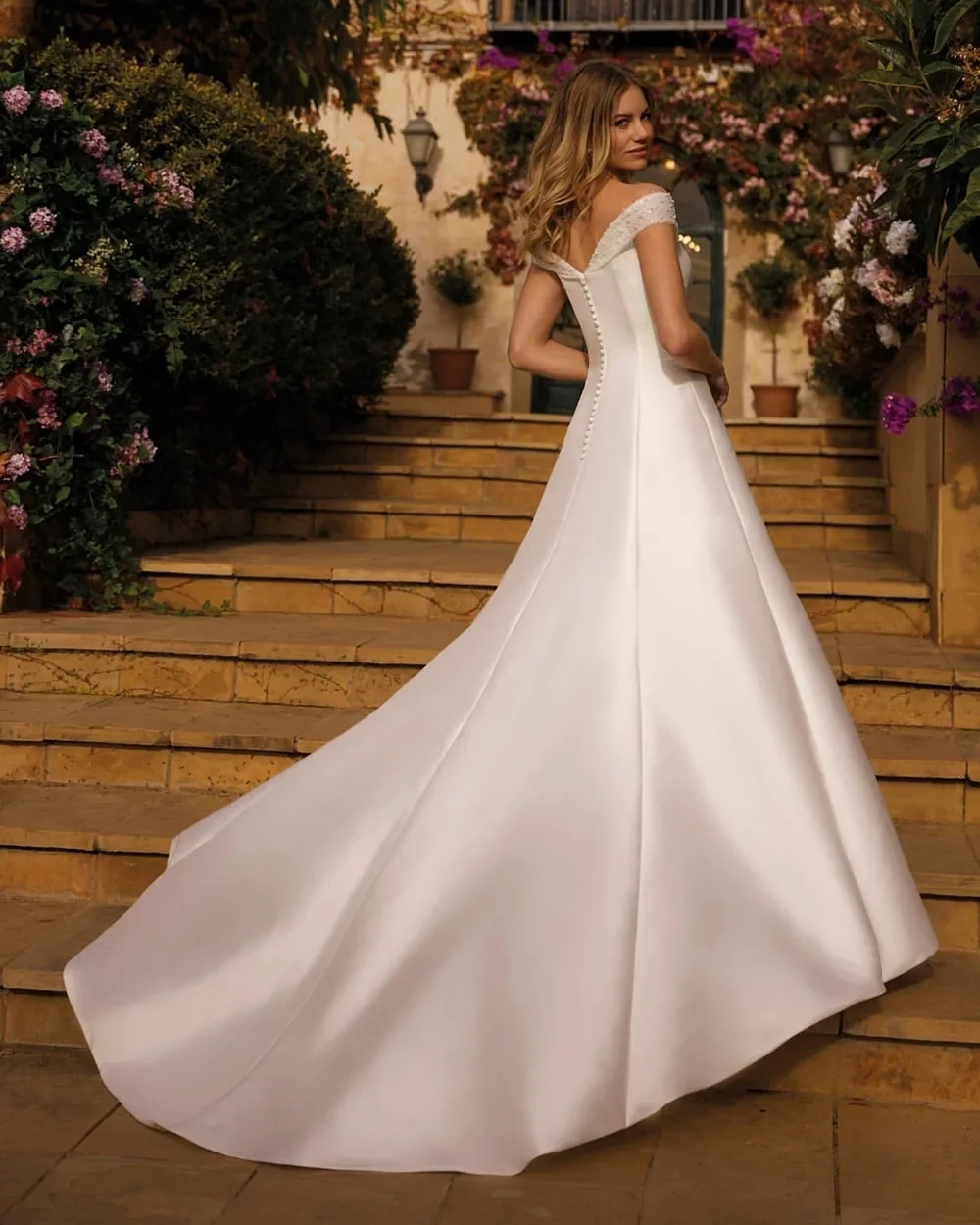 Luxurious Wedding Dress 2025 Off The Shoulder Beads Sequins A-line Satin Church Bride Bridal Gowns Vestidos De Noiva Robe De Mariage