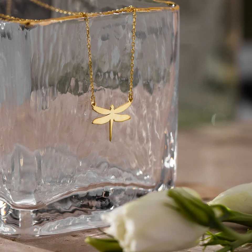 Stainless Steel Necklaces Dragonfly Pendants Chain Choker Jewelry Fashion Necklace For Women Jewelry Wedding Party Friends XJ250604