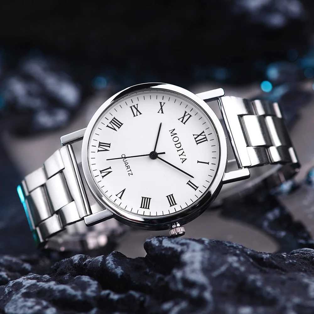 Mens Watch Casual Silver Alloy Band Male Quartz Watches Y250605