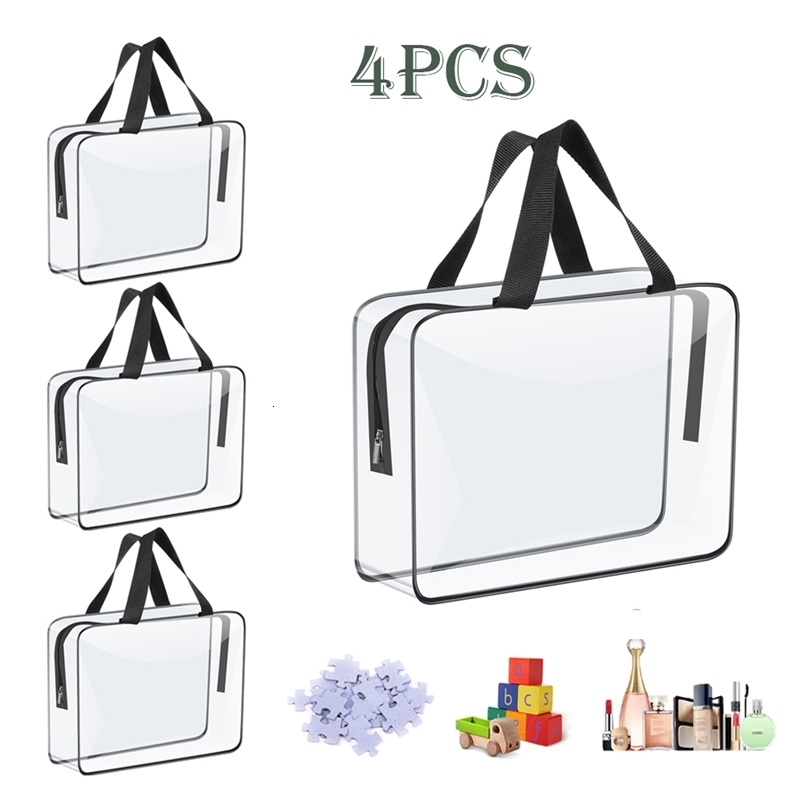 4/6Pcs Toy Storage Bag Clear PVC Childrens Building Blocks Organizing Bag with Zipper Waterproof Makeup Sorting Bag Travel Bag 250605