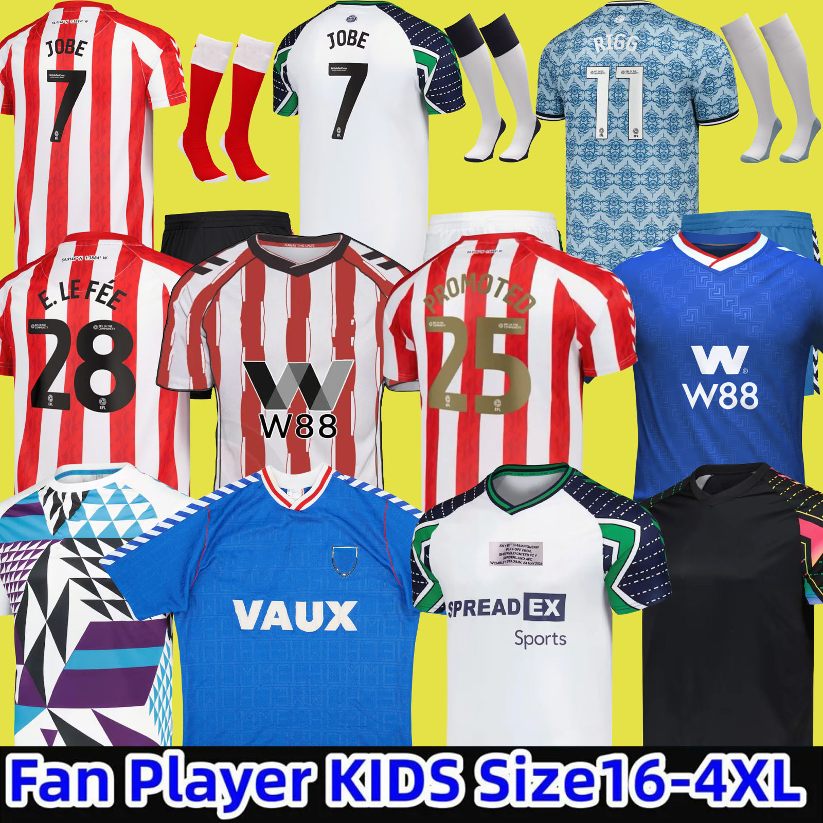 SUNDERLAND 24 25 Away Soccer Jerseys BELLINGHAM STEWART SIMMS ROBERTS CLARKE DAKU EMBLETON SEELT E O'NIEN PATTERSON Football Shirt PRITCHARD Men Kids Kit