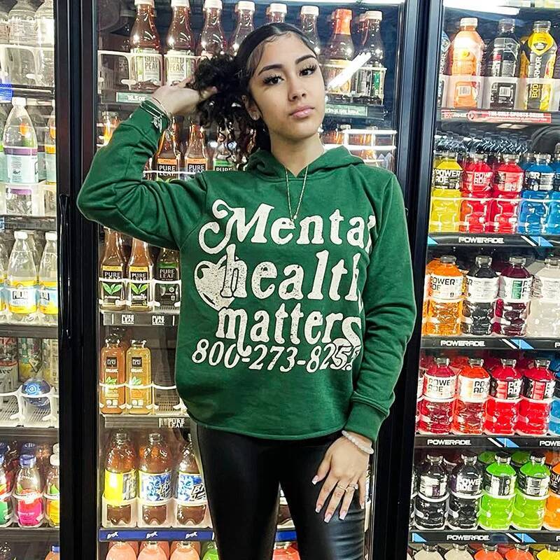 Women Men Streetwear Oversized Couples Matters Print Sweatshirt Haruku Retro Mental Health Hoodies Goth Y2k Hoodie