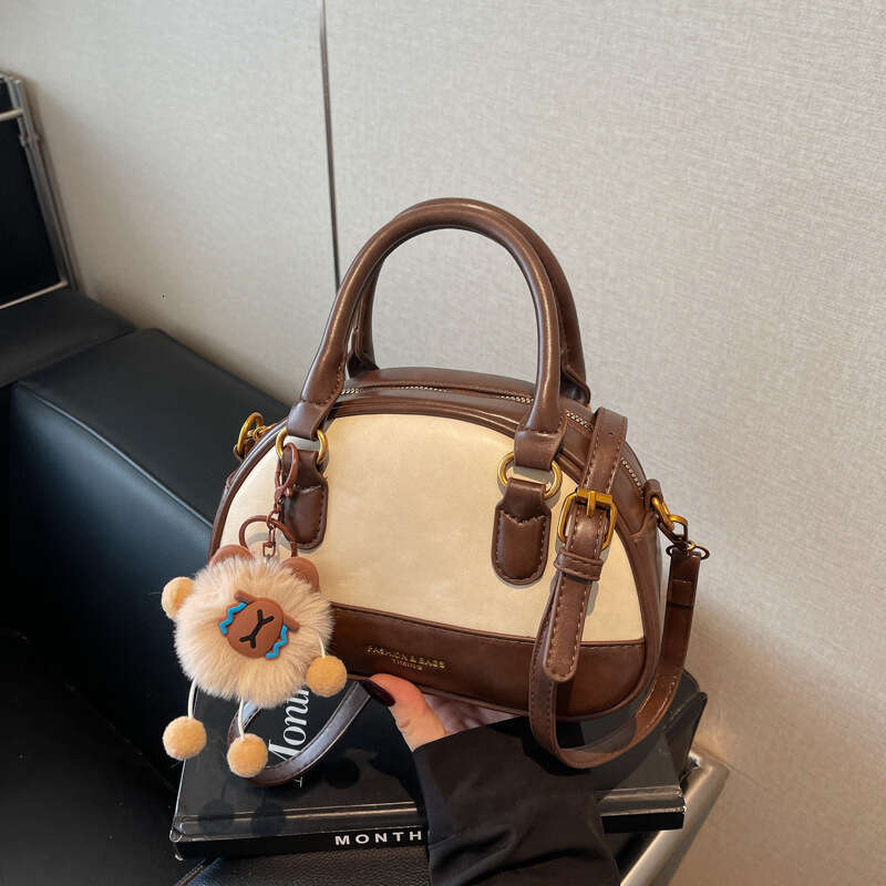 Pillow 2025 New Color-Block Versatile Crossbody Fashion Handbag Bowling Ball Bag for Women