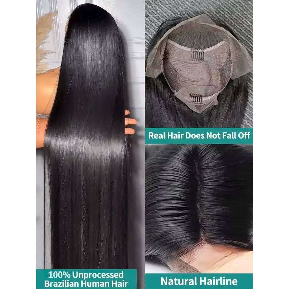 Sophianna 30 40 Inches Bone Straight 13x6 HD Front Human Hair Wigs Brazilian Nature Black 13x4 Transparent Lace Frontal Wig