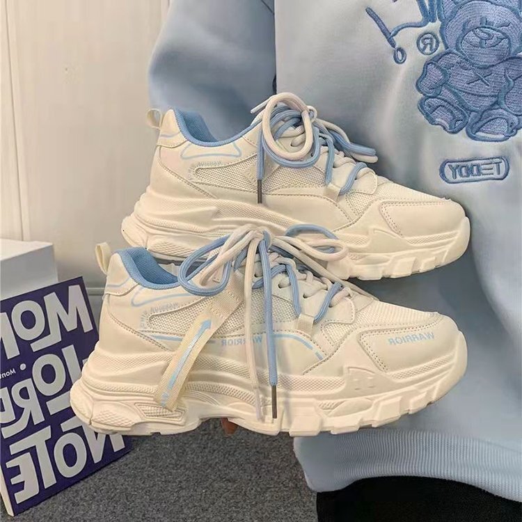 Milk Blue Breathable Dad Sneakers For Women Casual Shoes Summer New Versatile Thick Soled Sports Ins Style Student Casual Shoes Ddmysaturn