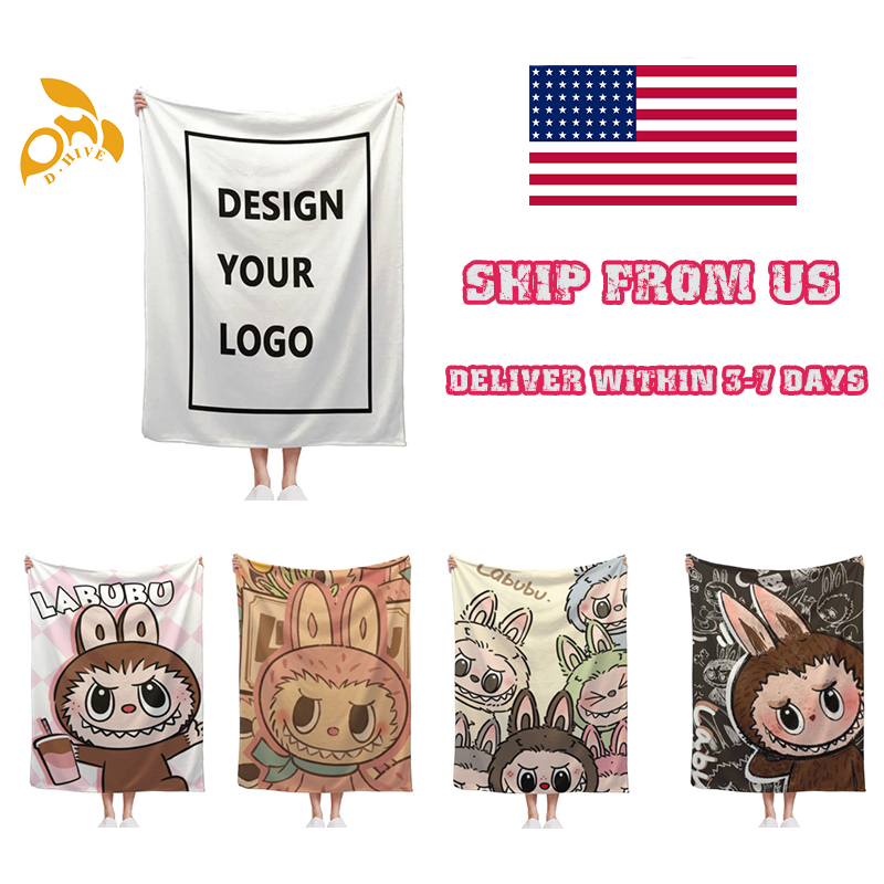 free shipping Customize Blankets designer Customize Blankets 60x80inch white pink grey Blanket lububu