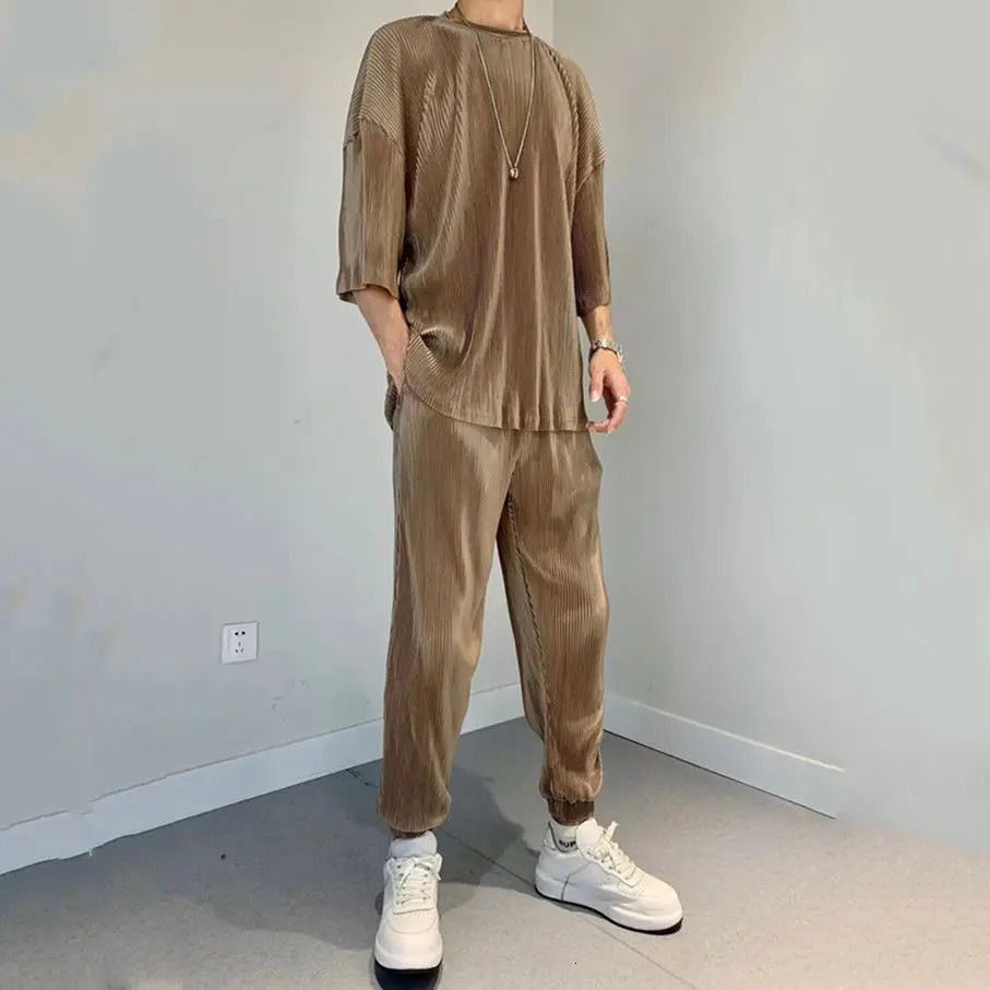 Mens Pants Set Work Wear Jogging Plain Running No Male T Shirt Trousers Sets Sweatpants Jogger Two-piece Essential Elastic 250604