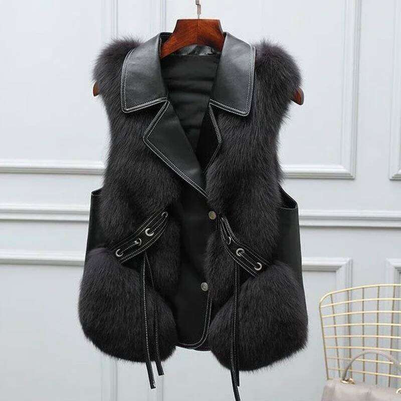 Fur Coat Women's Vest 2025 Autumn and Winter New Jacket Short Outerwear Lady Clothing