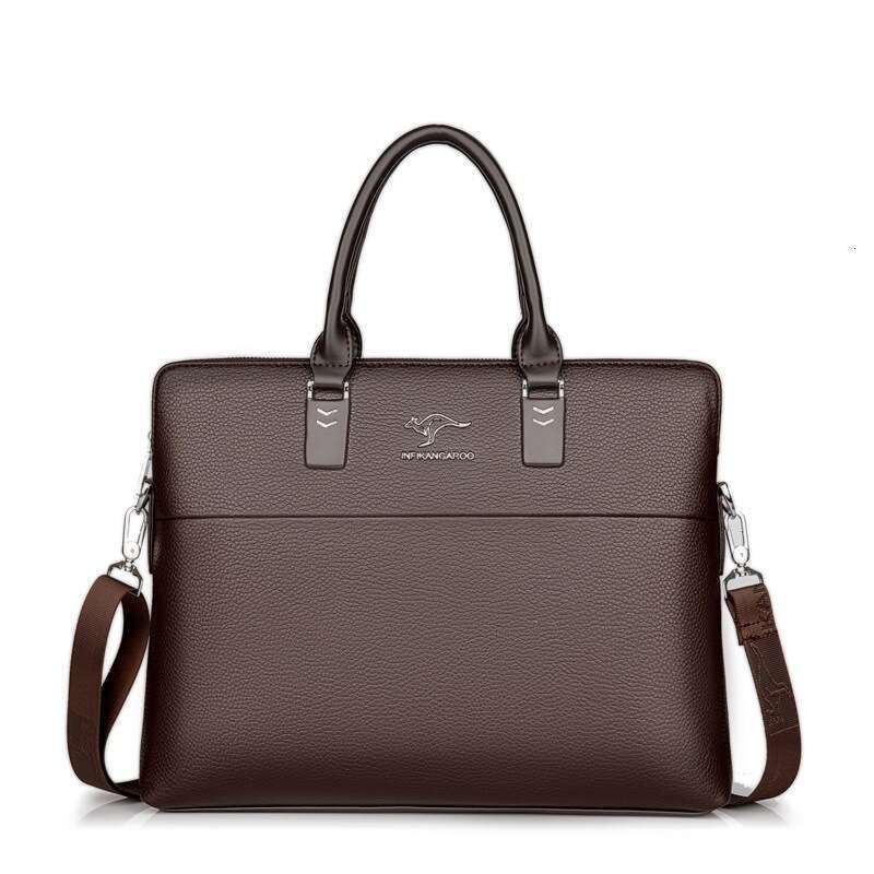 Men's Handbag Horizontal Leather Single Shoulder Crossbody Bag Business Handheld Briefcase