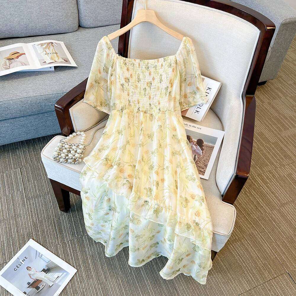 Summer Plus Size Casual Loose Comfortable Mid-length Printed Chiffon 2025 New Women's Clothing Party Dress