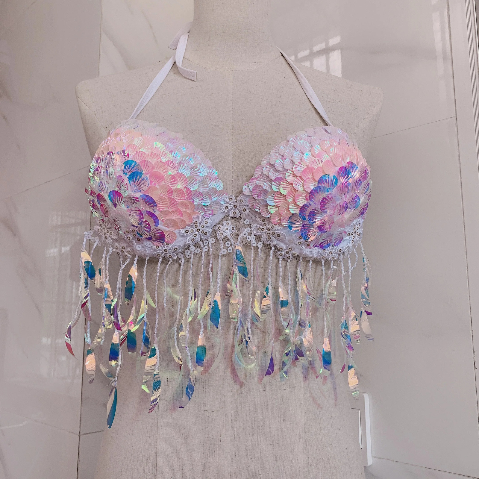 Mermaid Bra Sequin Corset Free Dive Bikini Oceanarium Performance Clothes Electric Festival Cosplay 250530
