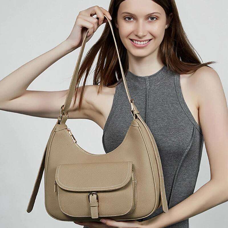 Women Soft Genuine Leather Shoulder Bags High Quality Designer Purse Crossbody Bag Ladies Vintage Messenger Commuting Bag