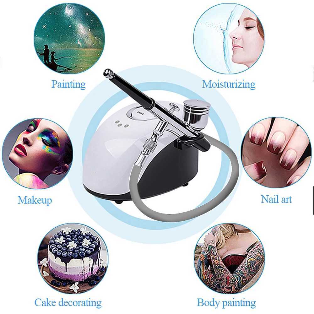 Water Oxygen Airbrush Injector Machine Face Steamer Compressor Facial Airbrush Makeup Tattoo Cake Spray Gun For Nail Art DesignXJ250607