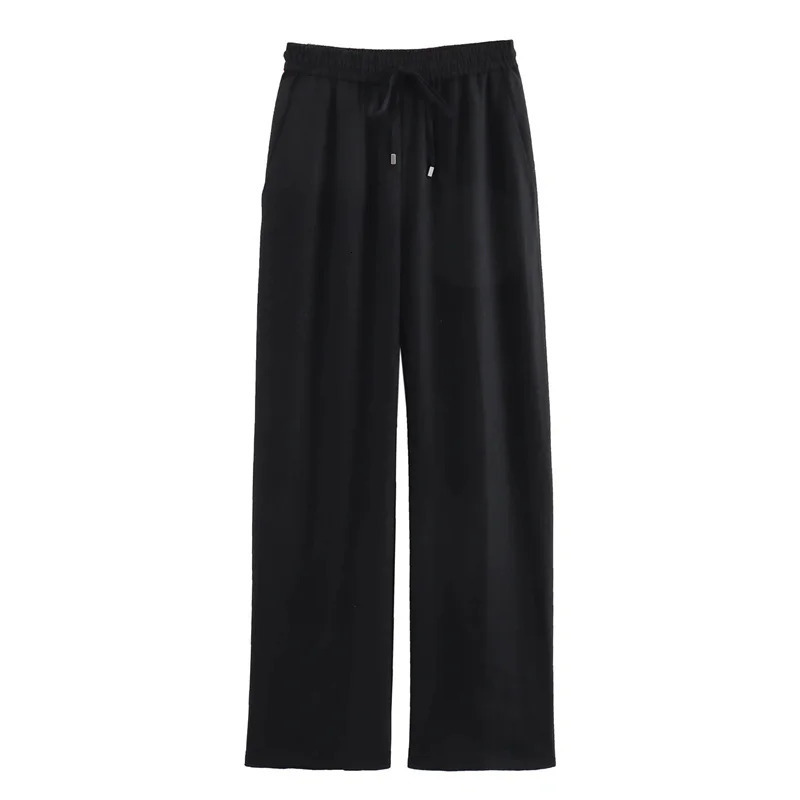 TRAF Woman Trousers White Black High Waist Pants for Women Pleated Wide Leg Womens Autumn Straight Baggy Woman 250604