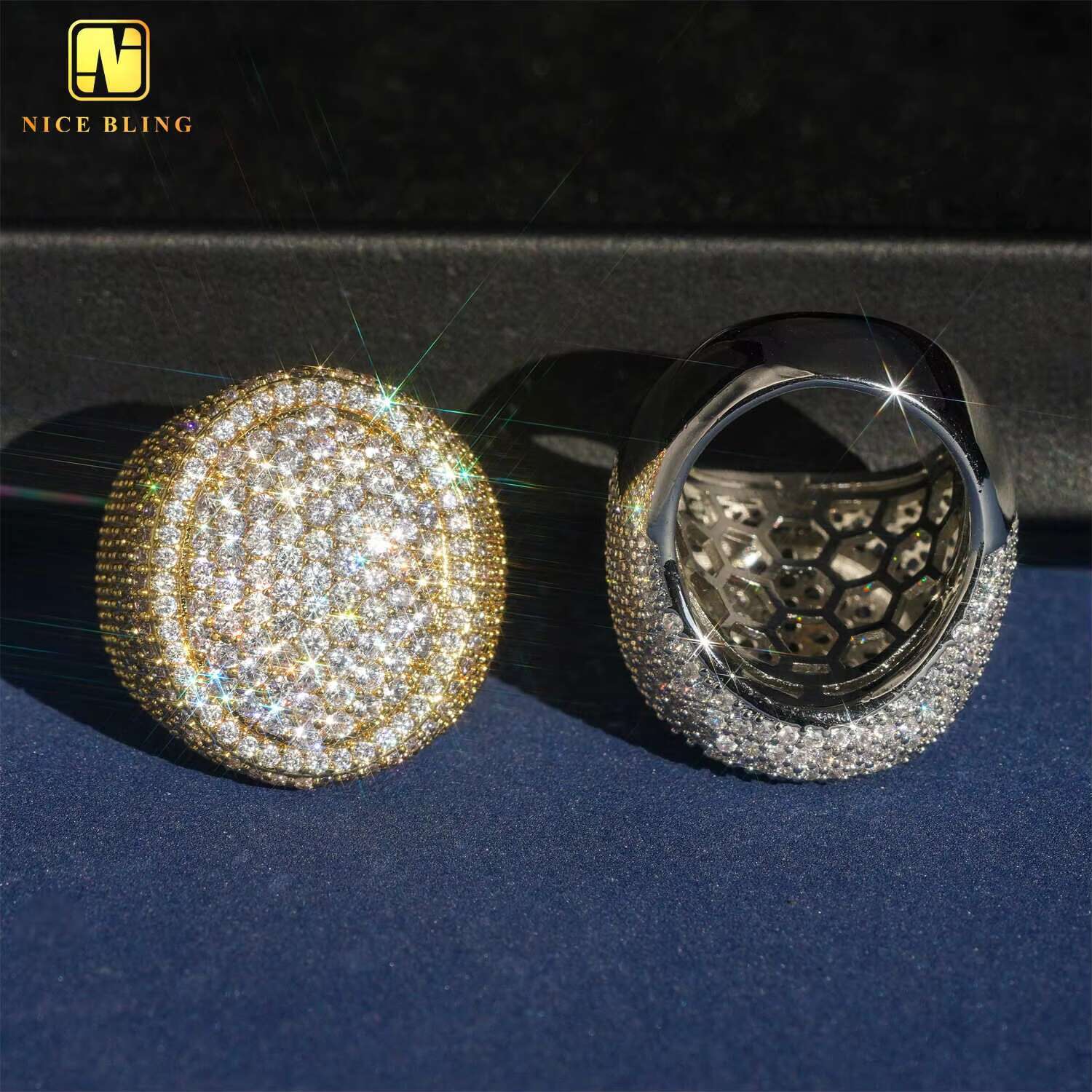 Wholesale Price Luxury Iced Out Rings Hip Hop Punk Rock 5A+ Grade Moissanite Rapper Ring Rapper Jewelry Gift for Men