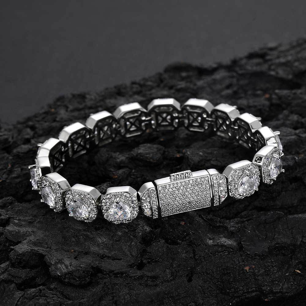 Jewelry 10mm Love Moissanite Rock Sugar Bracelet Trendy Personalized Full Diamond Hip Hop Mens Bracelet Accessories