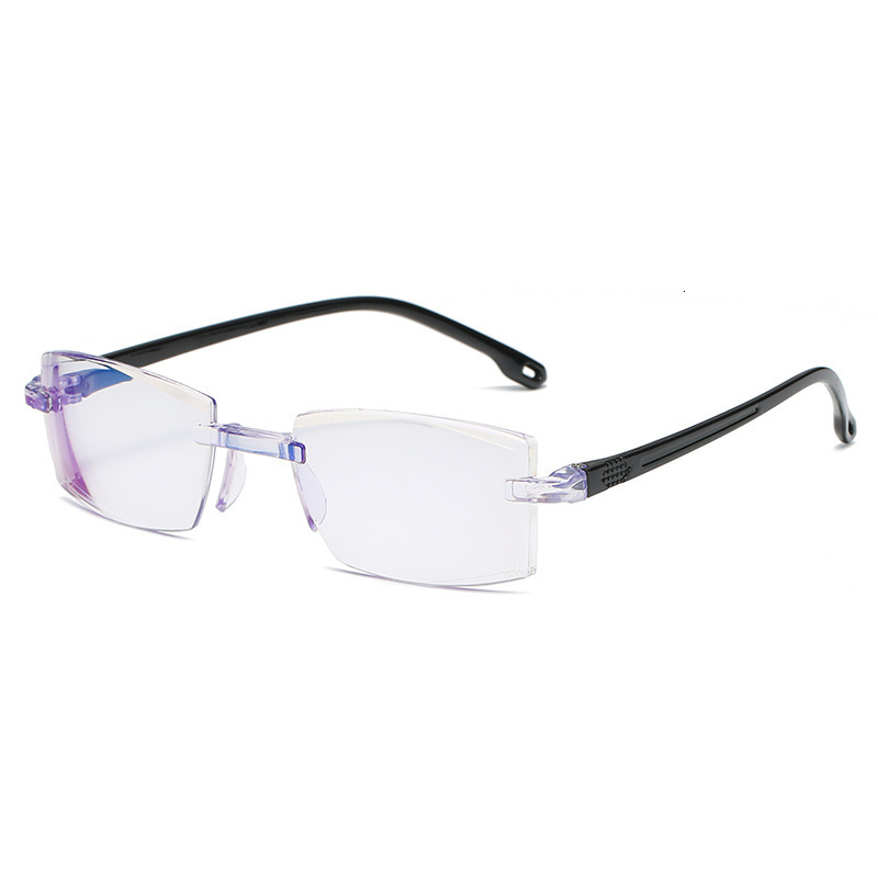 New Style One-piece Fashion Frameless Edged Lightweight Anti-Blue Light Myopia Glasses