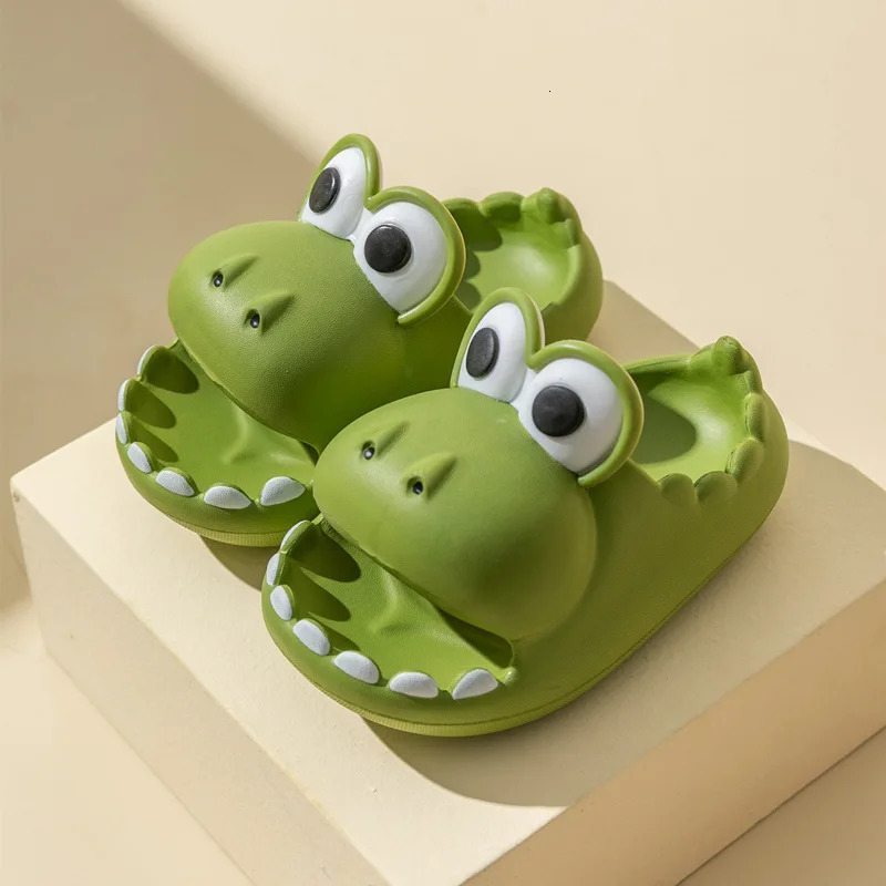 Dinosaur Childrens Slippers Summer Boys and Girls Thick Bottom Non-slip Indoor Home Cartoon Parent-child Sandals Slippers 250604
