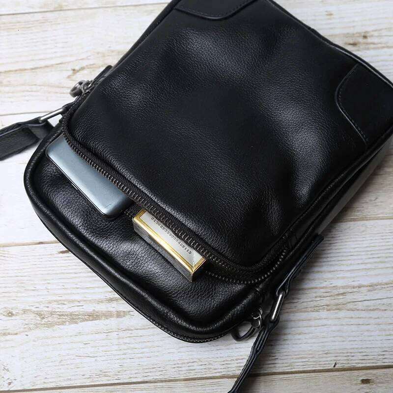 Casual Top Layer Cowhide Crossbody Men's Versatile Backpack Single Shoulder Soft Leather Simple Small Bag