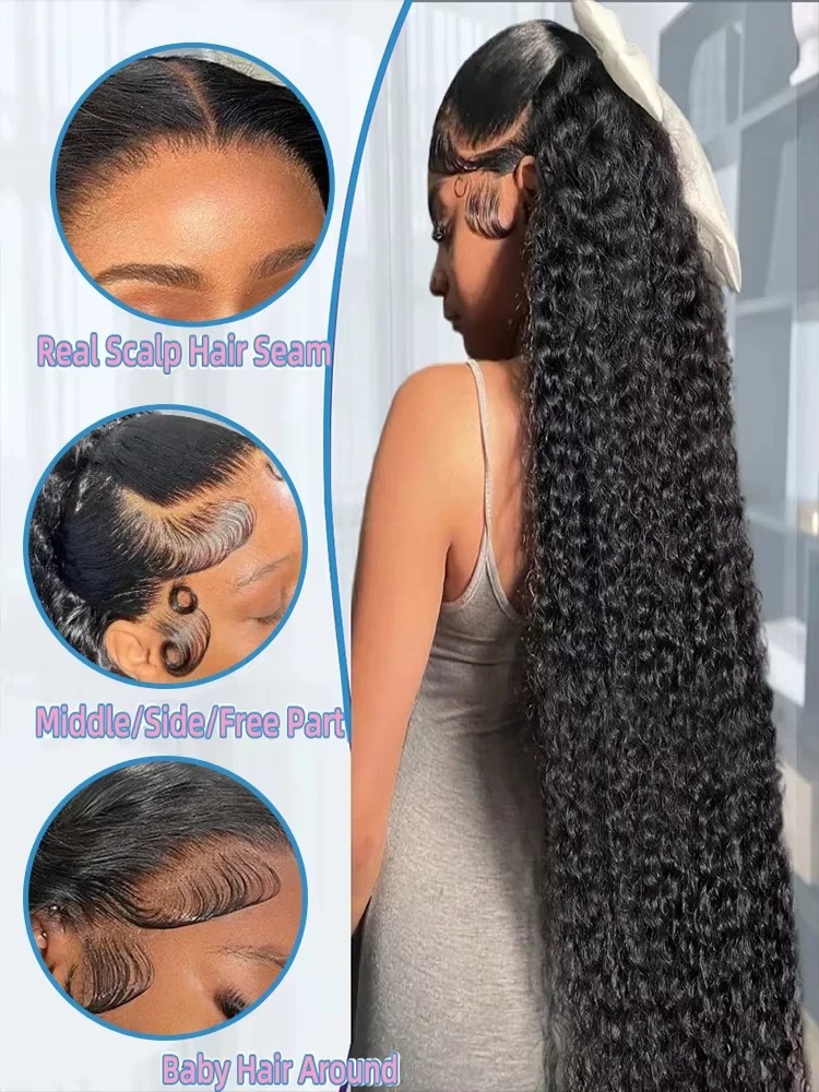 Curly 13x6 HD 30 36 Inch Deep Wave Lace Front Human Hair Wigs 13x4 Lace Frontal Wig Glueless Closure Ready To Wear Wig Synthetic lace front wigs