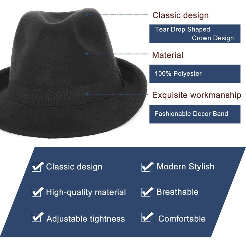 Vintage Kids Rolled Brim Trilby Hat for Boys Girls Child Fedora Hat Autumn Winter Felt Jazz Cap 250605