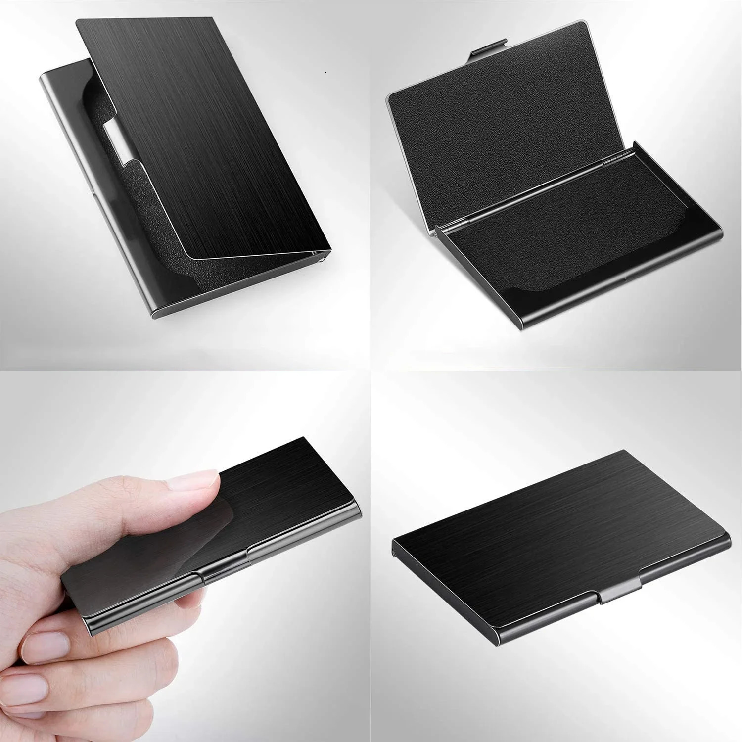 Premium Stainless Steel Business Card Holder Ultrathin Silver Metal Pocket Case for Men and Women; Simple n 250605