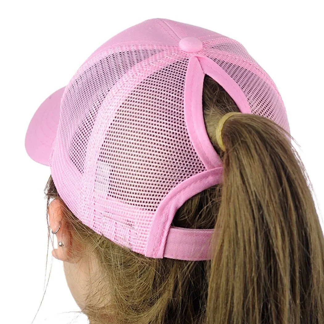 Summer Cap for Women Ponytail Baseball Cap Mesh Adjustable Golf Sport Hat Solid Color High Messy Bun Cap for Girl 250603
