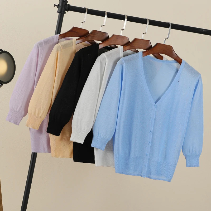 Basic Outerwear Summer Cardigan Women Girls Knitted Ladies Sweaters Cropped Crochet Top Knitwear Black Bolero Woman Jersey Tops 250530