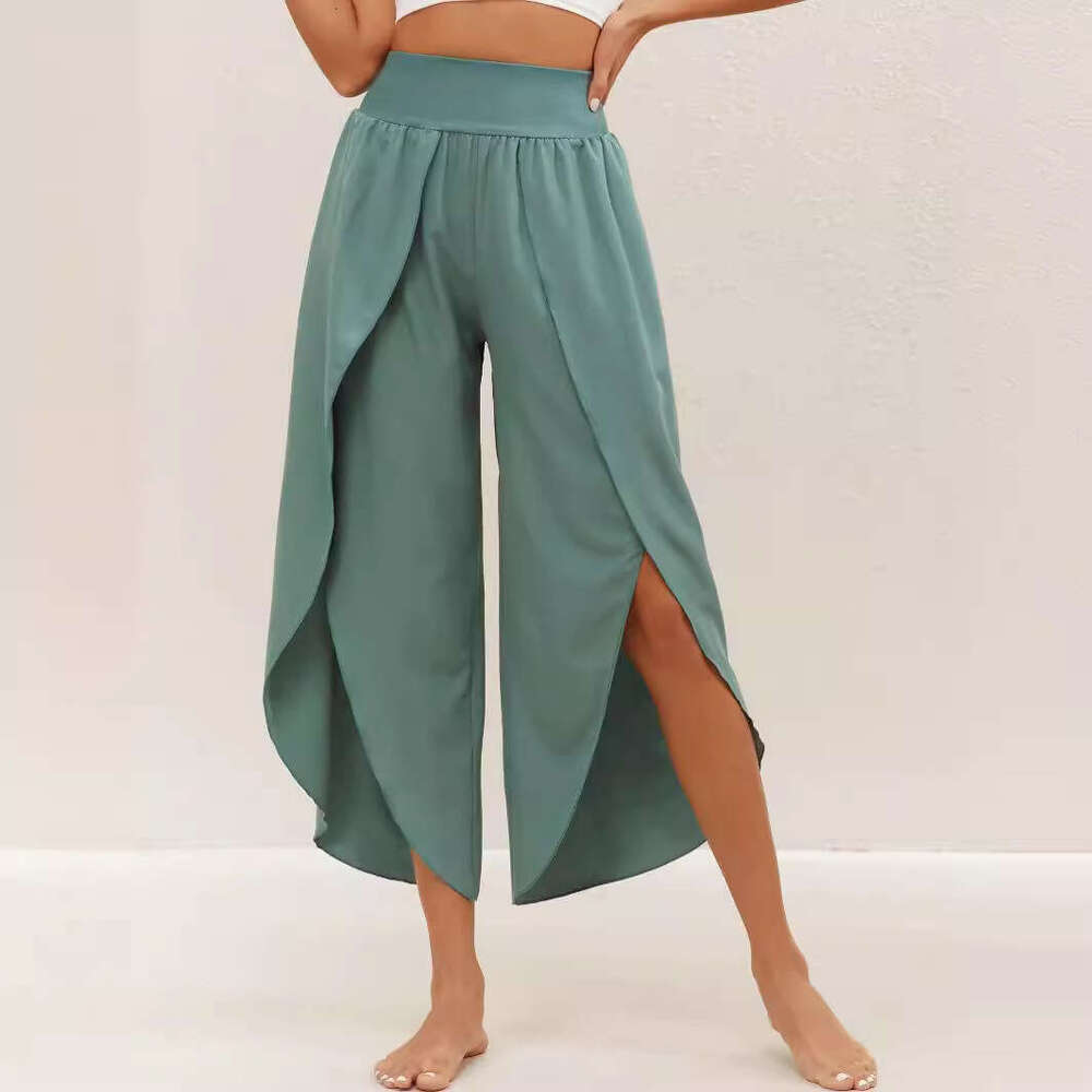 Spring Summer New Fashion Versatile Slimming High Waist Split Long Pants Loose Casual Yoga B5