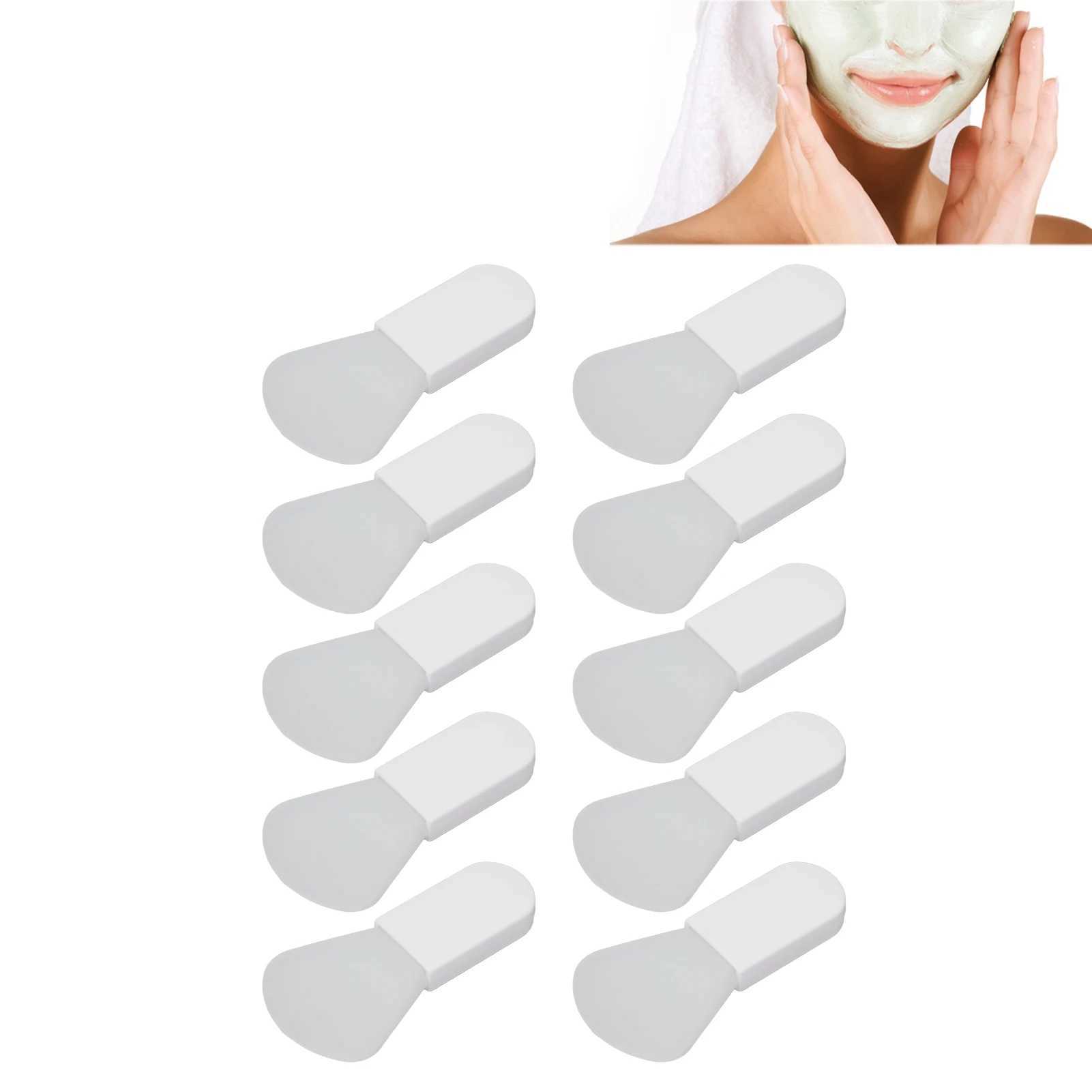 10Pcs Silicone Mask Brush Mini Short Handle Mud Applicator Portable Facial Beauty Tool White Fanshaped Type W250605