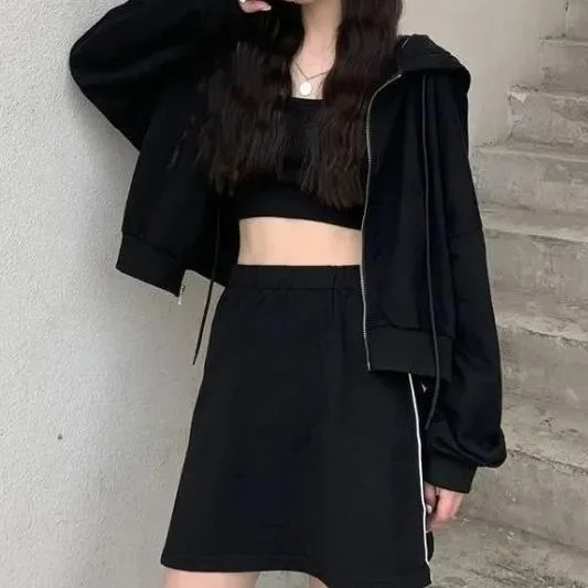 Loose Womens Hoodie Autumn Long Sleeve Short Thin Sporty Top Korean Style Student INS Of The Season Fashion Outerwear 250604