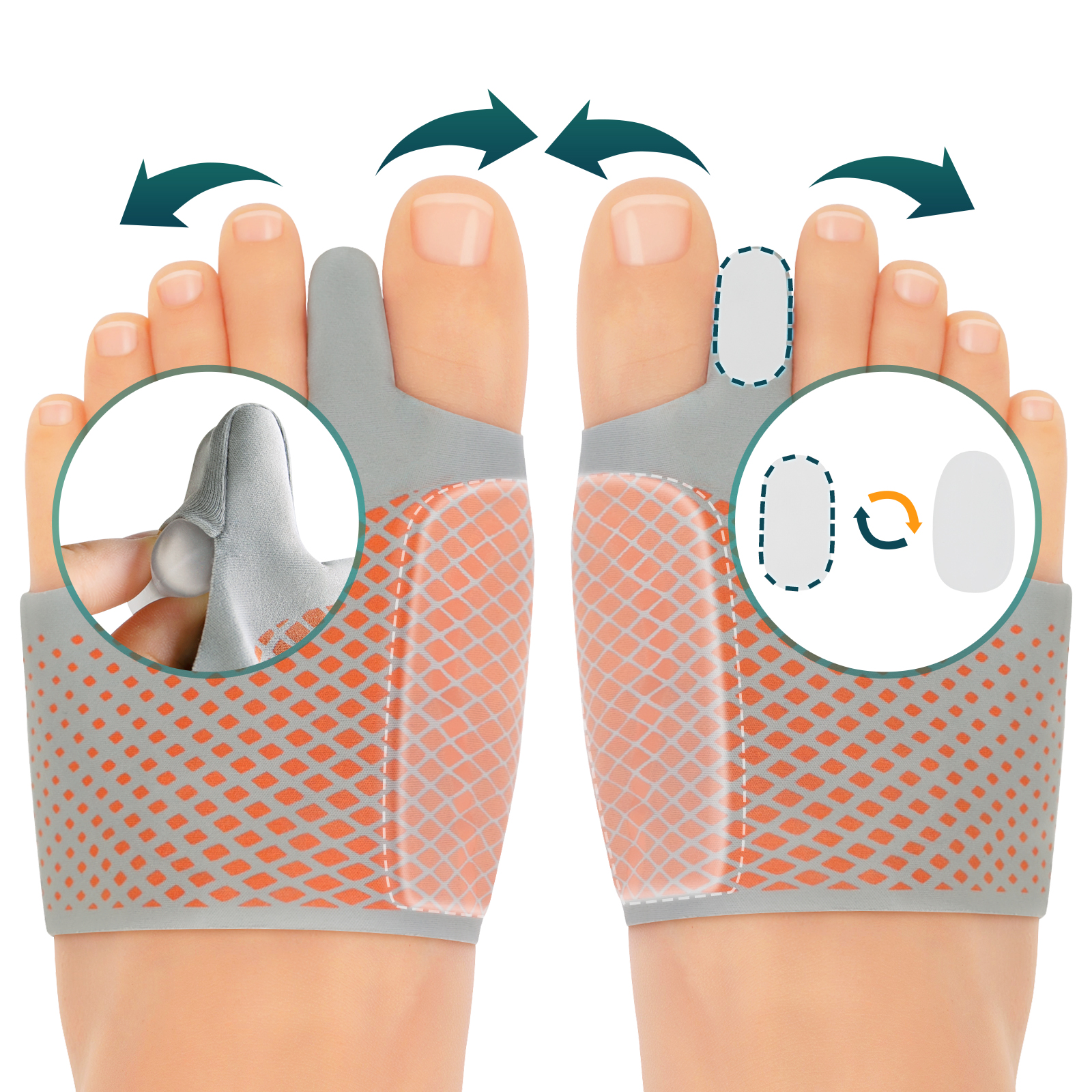 Bunion Corrector for Women Big Toe Straightener for Men, Relief splints Reduce Pain and Correct Toe Alignment, Brace Day/Night, fit for R/L,Washable