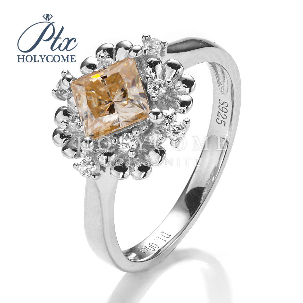 Women's Luxury Jewelry Moissanite Diamond Ring Silver Plated Flower Shaped Moissanite Engagement Wedding Romantic Gemstone Rings Women Party