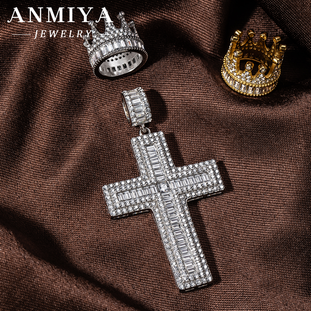 Luxury 925 Silver Jewelry Cross Pendant Necklace with Crown Design and Zircon Inlay for Special Occasion
